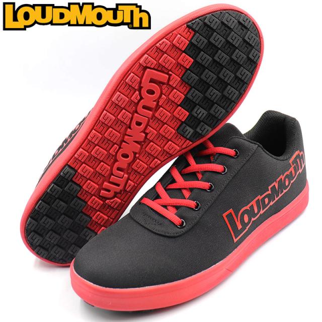 ラウドマウス ユニセックス スパイクレス ゴルフシューズ ビッグロゴ ブラック×レッド LM-GS0005 774965(948) 【日本規格】【新品】TCBR Loudmouth スニーカー メンズ レディース MAY1