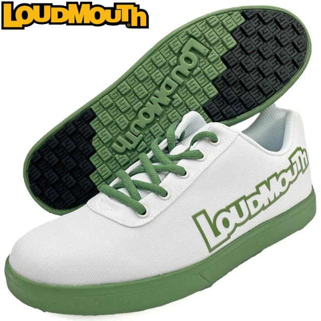 ラウドマウス 2025 ユニセックス スパイクレス ゴルフシューズ ビッグロゴ ホワイト×グリーン LM-GS0005 765983(945) 【日本規格】【新品】25SS Loudmouth スニーカー メンズ レディース APR3