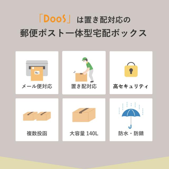 【新色】大型 宅配ボックス DooS ドース 大容量140L 複数受取 ダイヤルキー付 防雨 防塵 防錆 郵便ポスト スリット窓 45×98.5×40cm SKJ-TB95P ブラック×木目 グレー×木目【新品】宅配BOX さびにくい おしゃれ シンプル_3