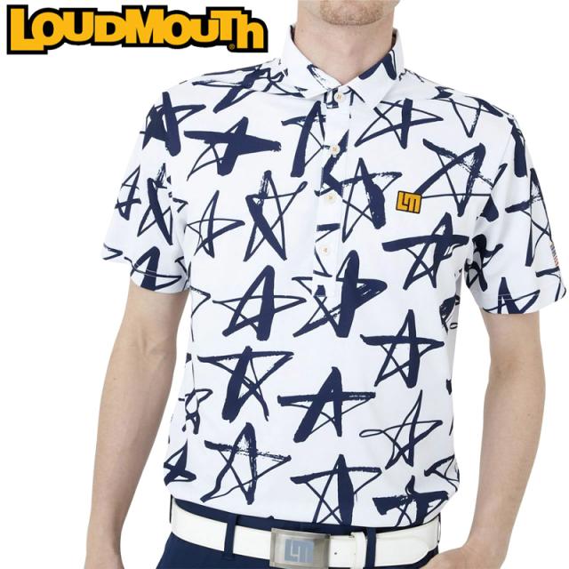 ラウドマウス メンズ 吸汗速乾 半袖 ポロシャツ White ホワイト 762605(999) 【メール便発送】【新品】日本規格 RAAR ゴルフウェア Loudmouth スター 星柄 APR2