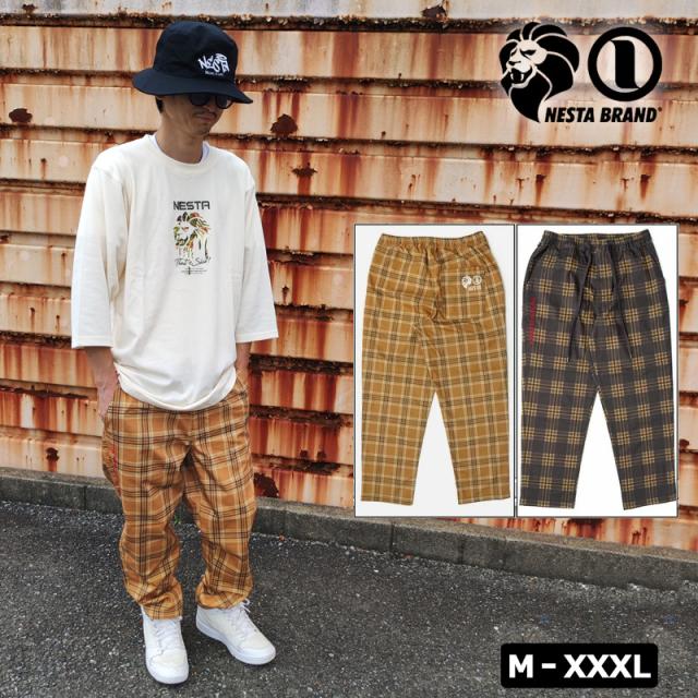 ネスタブランド クロップド イージーパンツ ストレッチ 221NB1806 チェック柄 リラックス 【新品】1F2W NESTA BRAND 春 夏 秋 メンズファッション ロングパンツ ストリート