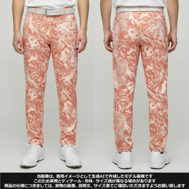 【SALE特価】ガッチャゴルフ メンズ ストレッチ 撥水 ロングパンツ 222GG1801 リーフ柄 GOTCHA GOLF 【新品】RAAR 春夏秋 ゴルフウェア_1