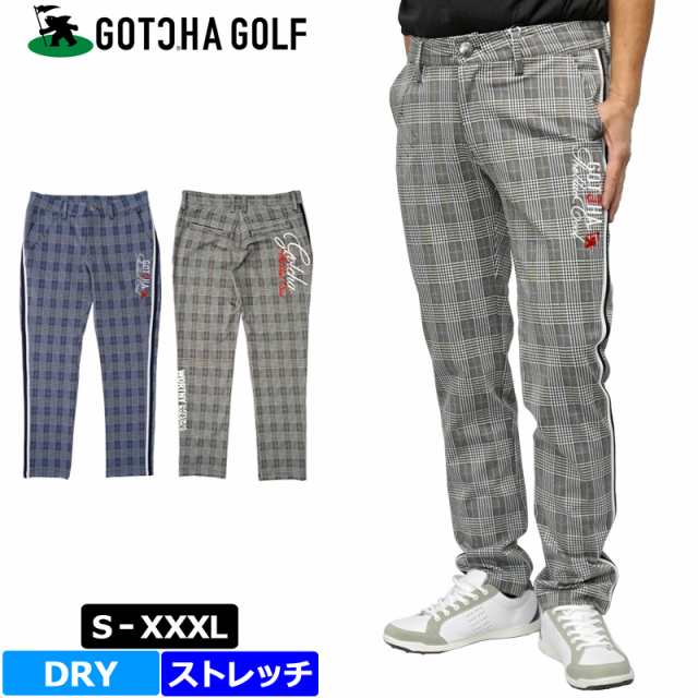 ガッチャゴルフ メンズ 吸汗速乾 ストレッチ ロングパンツ 229GG1800 チェック サイドライン GOTCHA GOLF 【新品】2SS2 春夏秋 オールシ