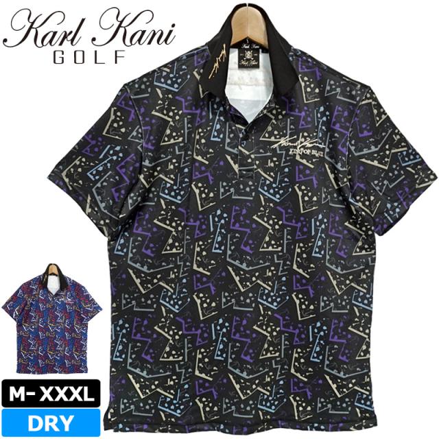 カールカナイゴルフ メンズ 吸水速乾 半袖 ポロシャツ 222KG1209 メンフィススタイル 総柄 Karl Kani GOLF 【メール便発送】【新品】RAAR ゴルフウェア トップス JUL2