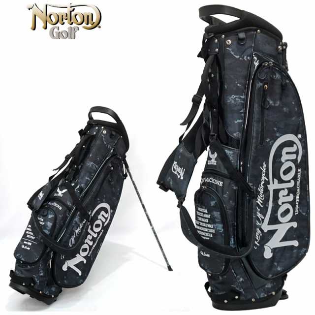 ノートンゴルフ 8型 軽量 スタンドバッグ 229NN8500 ユニオンジャック刺繍 カモ総柄 Norton GOLF 【新品】2WF2 スタンド式 キャディバッ