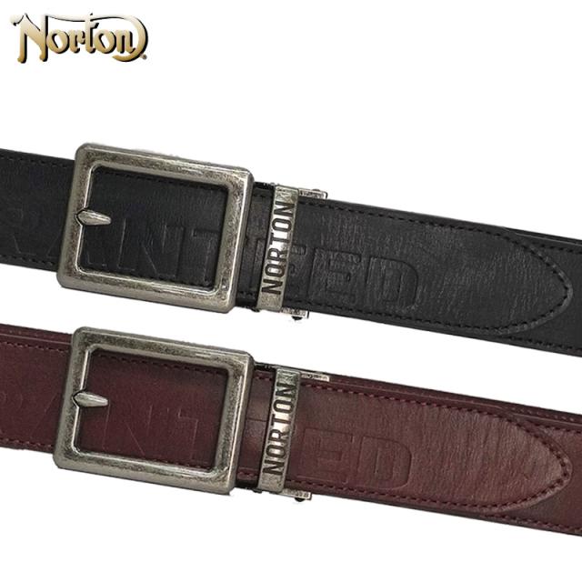 NORTON ノートン 本革 ホールレスベルト 日本製 カスレ ヴィンテージ 223NN8100 【新品】RCBR レザー 本皮 メンズ メンズウェア ロゴ ゴルフウェア