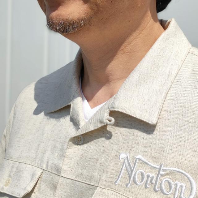 ノートン 開襟 半袖シャツ 麻混素材 232N1501 Norton 【メール便発送】【新品】SAAR 半そで シャツ ウェア トップス メンズ ファッション カジュアル APR2_4