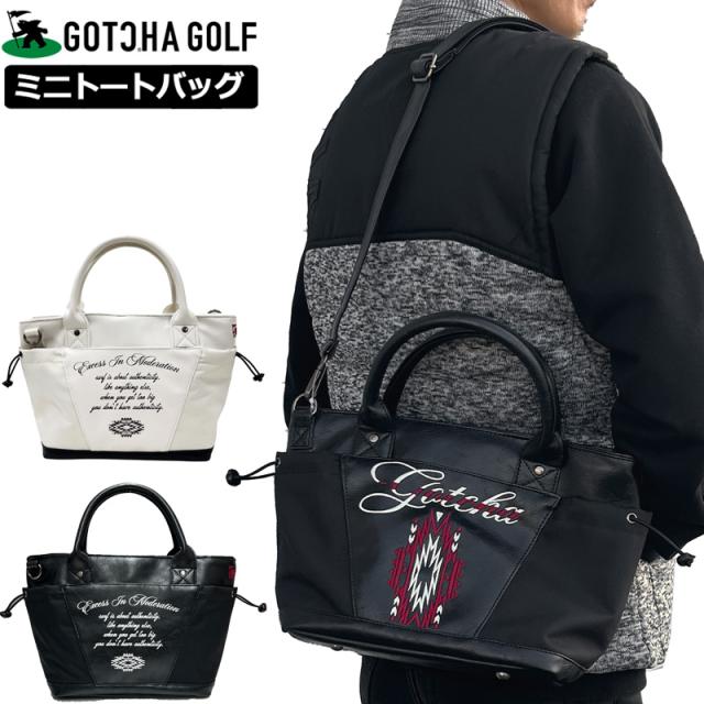 ガッチャゴルフ 2way ミニトートバッグ 243GG8503 サイドポケット ネイティブ柄 GOTCHA GOLF 【新品】TAAR ゴルフ用バッグ ラウンドポーチ ショルダー NOV3
