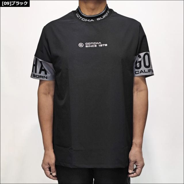 ガッチャゴルフ メンズ モックネック 半袖シャツ 吸汗速乾 UV