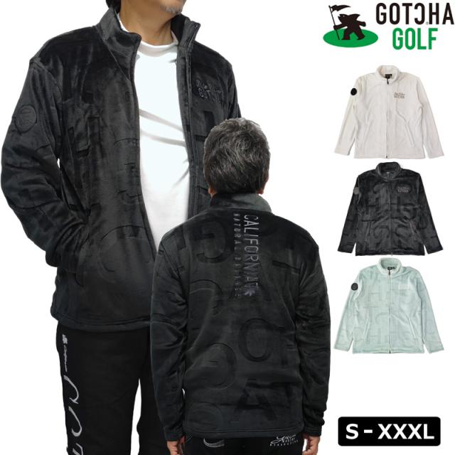 ガッチャゴルフ ストレッチ ボア ジャケット 保温 フルジップ 立体ロゴ 総柄 233GG1304 GOTCHA GOLF 【新品】SCBR 長袖 ブルソン メンズ ゴルフウェア