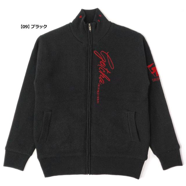 ガッチャ ゴルフ] GOTCHA GOLF ストレッチ 裏ボア スタンド 畦 ニット