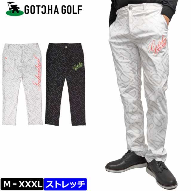 ガッチャゴルフ メンズ ストレッチ ロングパンツ 233GG1807 ビッグ総柄 GOTCHA GOLF 【新品】3WF2 春夏秋 刺繍 ネオン ロゴ総柄 ゴルフウ