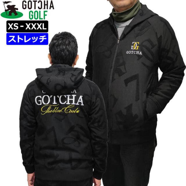ガッチャゴルフ メンズ ストレッチ 長袖パーカー ジャカード織ロゴ総柄  241GG1320 GOTCHA GOLF 【新品】TAAR フルジップ ジップアップ アウター ゴルフウェア トップス