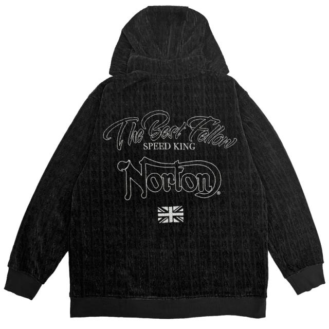 ノートン メンズ フルジップ 長袖パーカー ベロア メタリック刺繍 253N1310 Norton 【新品】UCBR ジップパーカー フーディー ジャケット ブルゾン アウター メンズファッション OCT2_4