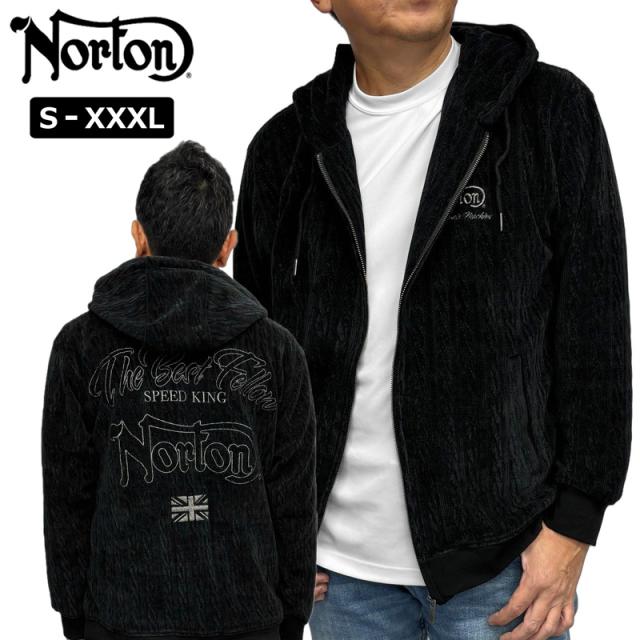 ノートン 2025 メンズ フルジップ 長袖パーカー ベロア メタリック刺繍 253N1310 Norton 【新品】25FW ジップパーカー フーディー ジャケット ブルゾン アウター メンズファッション OCT2