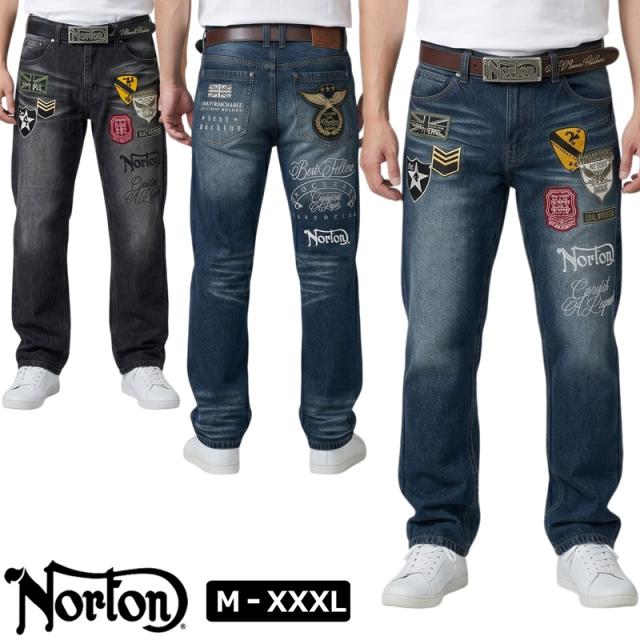ノートン 2026 デニムジーンズ ミリタリーワッペンMAX コットン100％ 262N1804 Norton 【新品】26SS Gパン ロングパンツ ロンパン ボトムス メンズファッション カジュアル JUN2