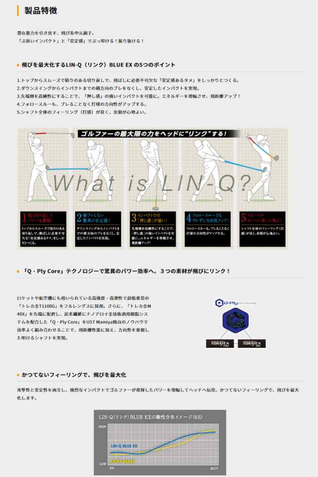USTマミヤ LIN-Q BLUE EX シャフト単品 1本 【新品】MAMIYA LINQ LIN・Q リンク ブルーEX OCT2 ｜au PAY  マーケット