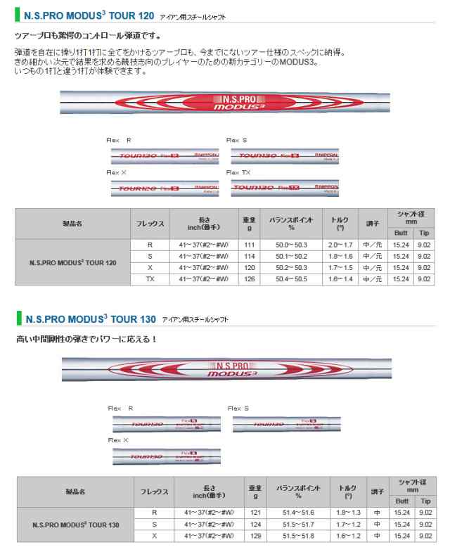 日本シャフト N.S.PRO MODUS3(モーダス3) 120/130シリーズ アイアン用