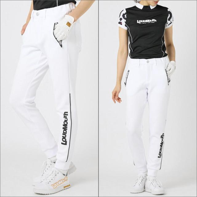 ラウドマウス レディース ジョガーパンツ ダンボール編み物 ロングズボン下 763358(999) White 白いこと 【日本標準尺度】【新品】SAAR Loudmouth ゴルフ御召しもの ジョガパン 無地 MAR3