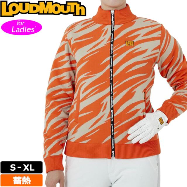 ラウドマウス レディース ニット ブルゾン 蓄熱 防寒 オレンジ 771752(987) 日本規格【新品】QCBR Loudmouth セーター ジャケット アウター ゴルフウェア