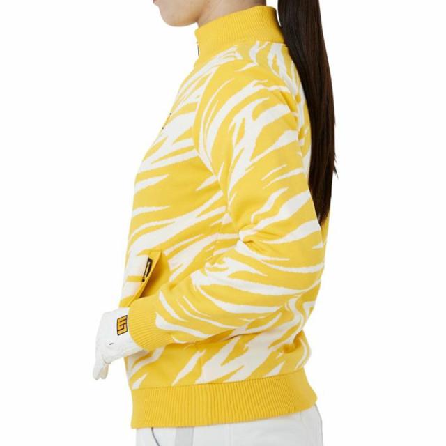 ラウドマウス レディース ニット ブルゾン 蓄熱 防寒 イエロー 771752(993) 日本規格【新品】QCBR Loudmouth セーター ジャケット アウター ゴルフウェア トップス_2