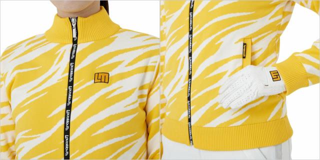 ラウドマウス レディース ニット ブルゾン 蓄熱 防寒 イエロー 771752(993) 日本規格【新品】QCBR Loudmouth セーター ジャケット アウター ゴルフウェア トップス_3
