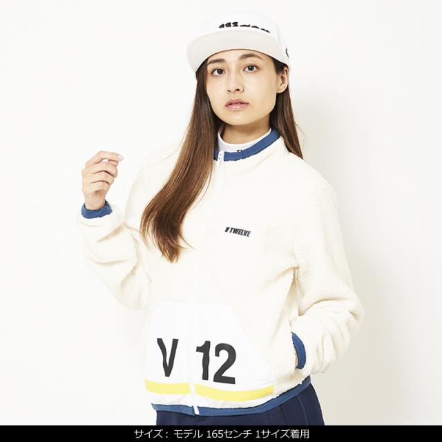 V12 ゴルフ ヴィ・トゥエルヴ レディース 長袖 ボア ジャケット V121920-JK09 FLEECE JKT WM 02/White 【新品】ZCBQ 秋 冬 ゴルフウェア トップス アウター V12Number ナンバー おしゃれ ブランド V12 GOLF_1