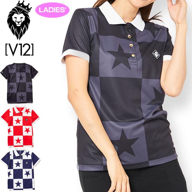 V12 ゴルフ レディース 半袖 ポロシャツ PANEL STAR POLO V122010-CT02 ヴィ・トゥエルヴ 春夏秋【新品】PAAR ゴルフウェア トップス V12 GOLF スター