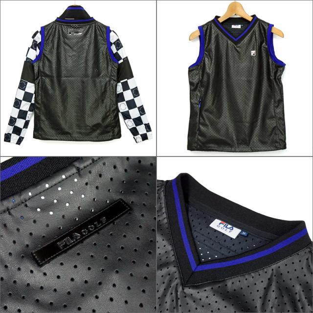 FILA Golf フィラゴルフ レディース ジャケット セット フェイクレザーベスト付き 撥水 ストレッチ 790207 春秋冬【新品】PCBR レディス ブルゾン ゴルフウェア レディースウェア トップス テニス_2