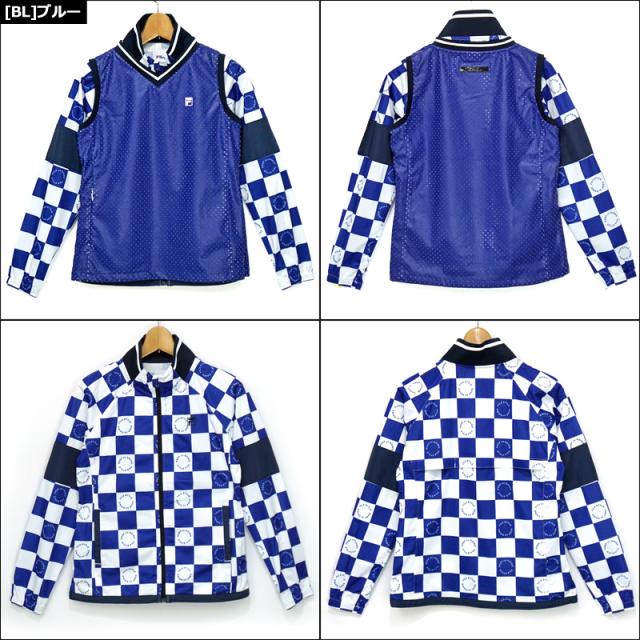 FILA Golf フィラゴルフ レディース ジャケット セット フェイクレザーベスト付き 撥水 ストレッチ 790207 春秋冬【新品】PCBR レディス ブルゾン ゴルフウェア レディースウェア トップス テニス_7