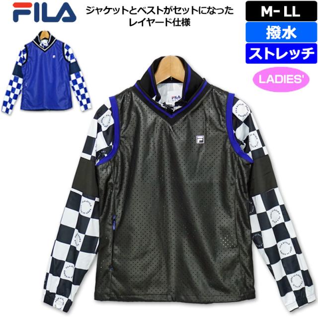 FILA Golf フィラゴルフ レディース ジャケット セット フェイクレザーベスト付き 撥水 ストレッチ 790207 春秋冬【新品】PCBR レディス ブルゾン ゴルフウェア レディースウェア トップス テニス