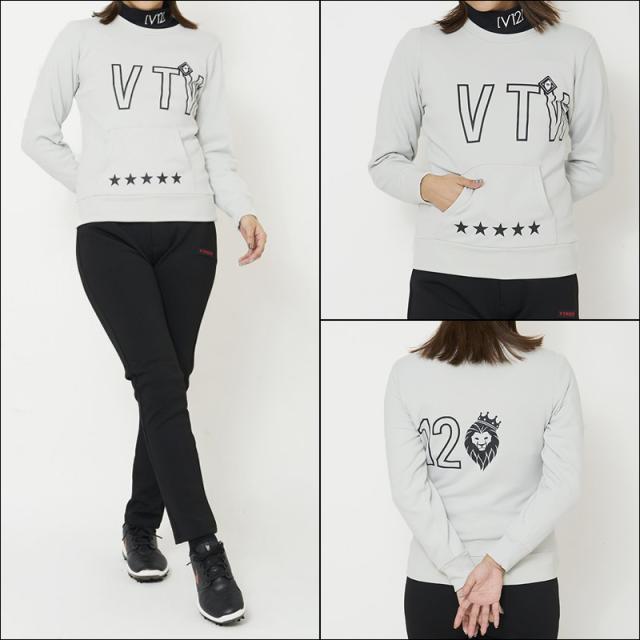 V12 ゴルフ レディース 長袖 裏起毛 スウェット KPOCKET CREW V122121-SW14 ヴィ・トゥエルヴ 【新品】QCBR ゴルフウェア おしゃれ アウター トップス V12GOLF スター STAR OCT3 