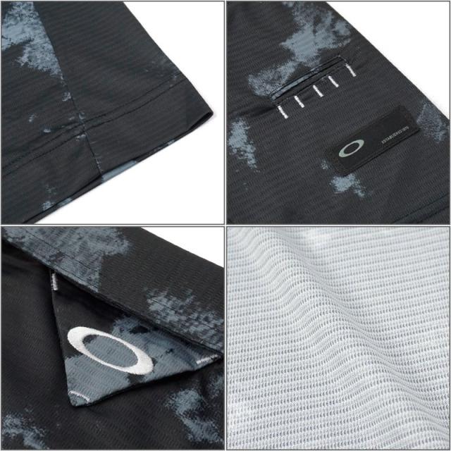 オークリー スカル メンズ 吸汗速乾 ボタンダウン 半袖 ポロシャツ