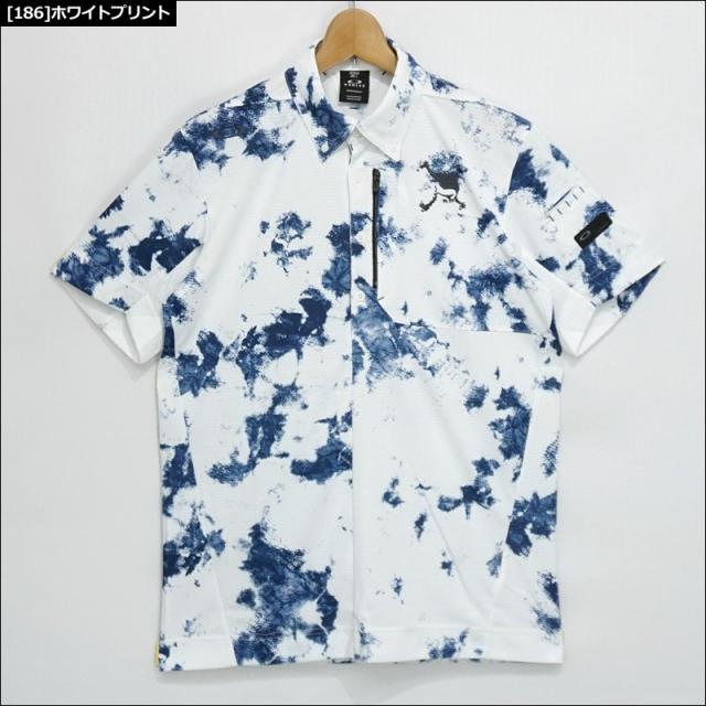 オークリー スカル メンズ 吸汗速乾 ボタンダウン 半袖 ポロシャツ