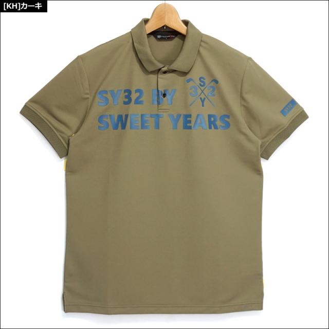 SY32 GOLF メンズ 吸汗速乾 半袖 ポロシャツ SYG-2219 ビッグロゴ