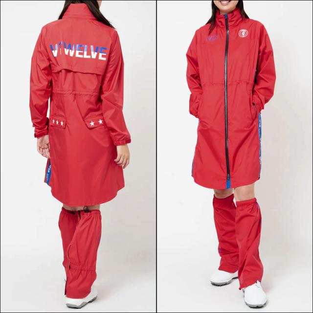 V12 ゴルフ レディース 高耐水圧 レインコート SIDE LOGO RAIN COAT V122210-JK03 ヴィ・トゥエルヴ 【新品】RAAR レインウェア V12 GOLF ワンピース カッパ JUN1_4