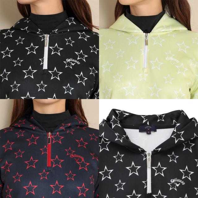 キャロウェイ レディース ハーフジップパーカー ダンボールニット 星柄