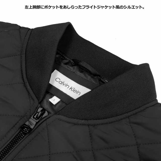 カルバンクライン メンズ 中綿 キルティング ジャケット CMZ08986(1419093) ブラック 【新品】 Calvin Klein  フライトジャケット MA-1 メ｜au PAY マーケット