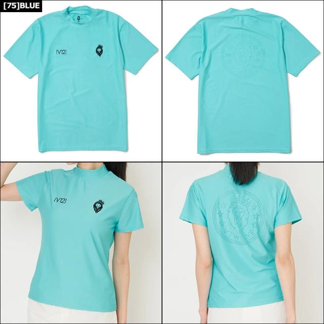 V12 ゴルフ レディース モックネック 半袖 シャツ PUNCHING MOCK