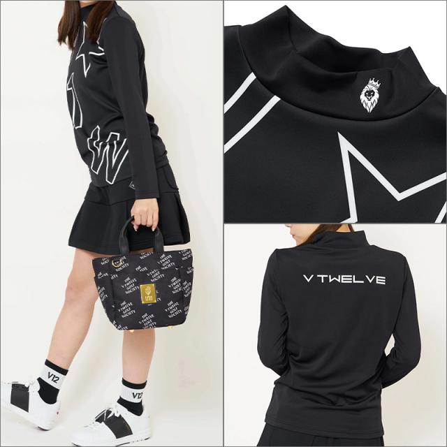 V12 ゴルフ レディース モックネック 長袖 シャツ CRAZY LETTER L/S 