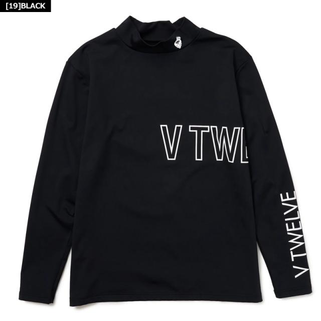 V12 ゴルフ メンズ モックネック長袖シャツ 裏起毛 保温 O/L LOGO L/S