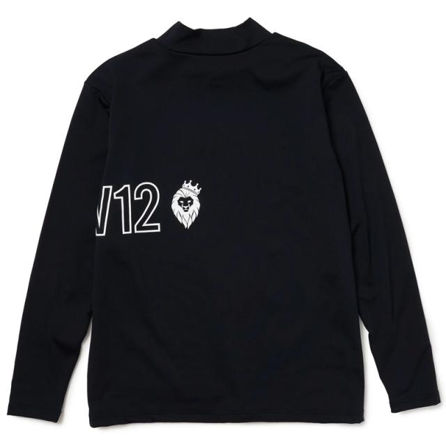 V12 ゴルフ メンズ モックネック長袖シャツ 裏起毛 保温 O/L LOGO L/S