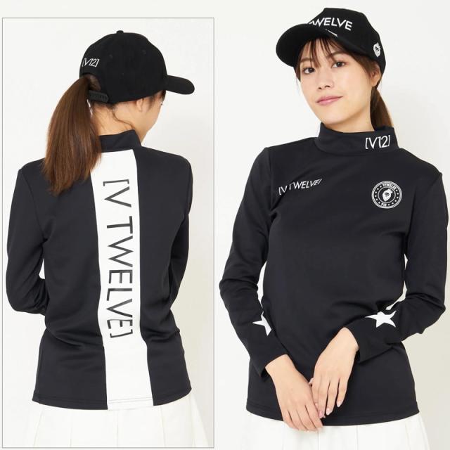 V12 ゴルフ レディース モックネック長袖シャツ VER LOGO L/S V12 ゴルフ レディース モックネック長袖シャツ VER LOGO L/S
