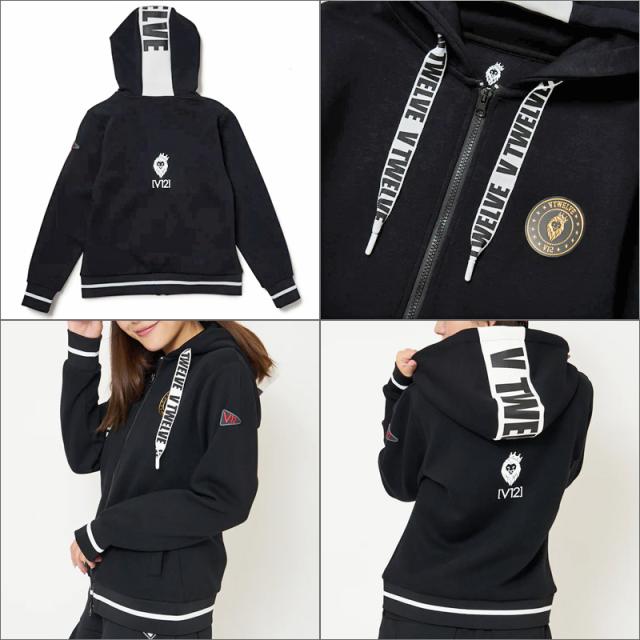 【新品】V12 レディース　ジップアップパーカー　黒　Mサイズ 新品】V12 レディースジップアップパーカー黒Mサイズ