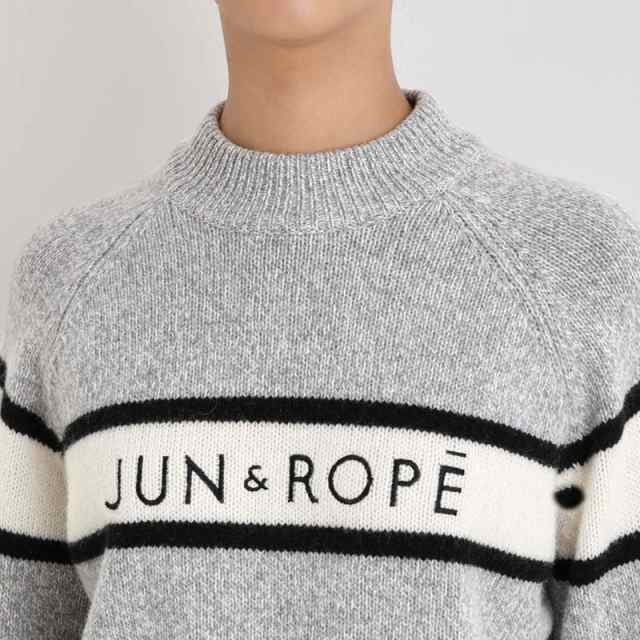 JUN＆ROPE レディース モックネック パフスリーブ 長袖 ニット