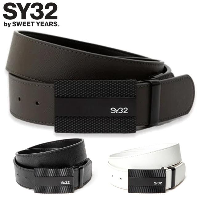 SY32 GOLF メンズ エンボスバックル レザーベルト SYG-23S114 SYG PLATED BELT【新品】SAAR 男女兼用 エスワイサーティートゥ ゴルフウェア レディース 男女兼用