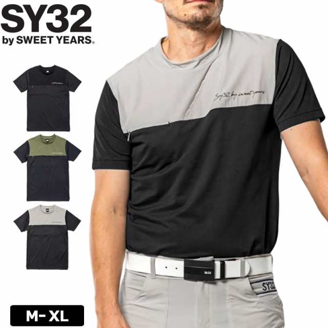 SY32 GOLF メンズ モックネック 半袖 シャツ SYG-23S16 36G DOT MOCK 