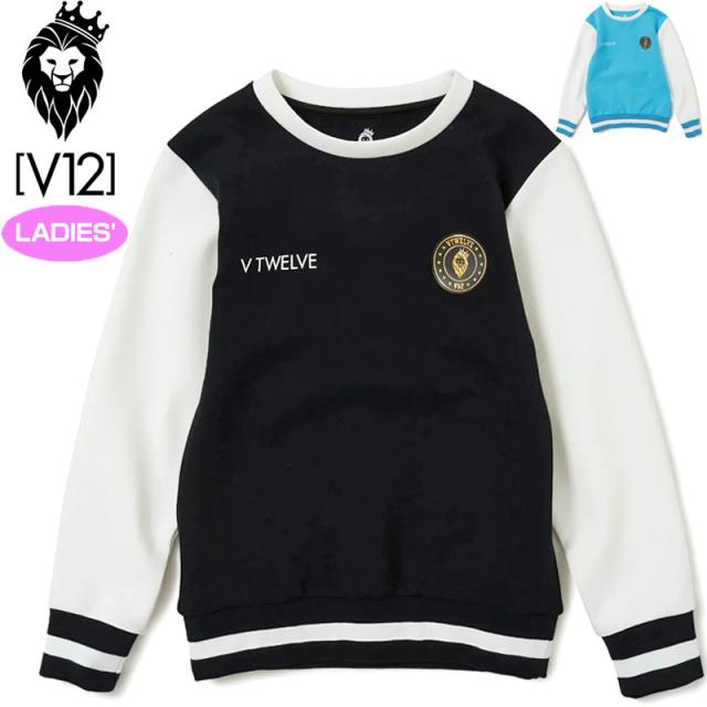 V12 ゴルフ レディース 長袖 スウェット CON CREW V122310-SW03 【新品】SAAR ゴルフウェア おしゃれ クルーネック スウェット トップス V12GOLF JAN3