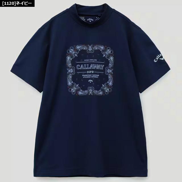 キャロウェイ メンズ モックネック 半袖シャツ 吸汗速乾 ストレッチ UVカット バンダナプリント 天竺 C23134119 Callaway メール便発送【新品】SAAR ハイネック モックシャツ モックネックシャツ トップス_11