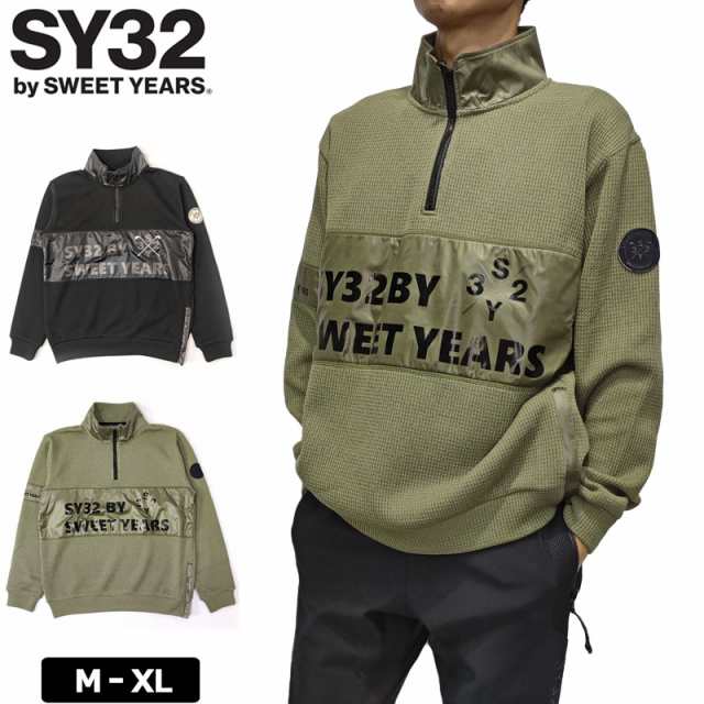 SY32 GOLF メンズ ハーフジップ 長袖ニット QUARTER FACE HALF ZIP SYG